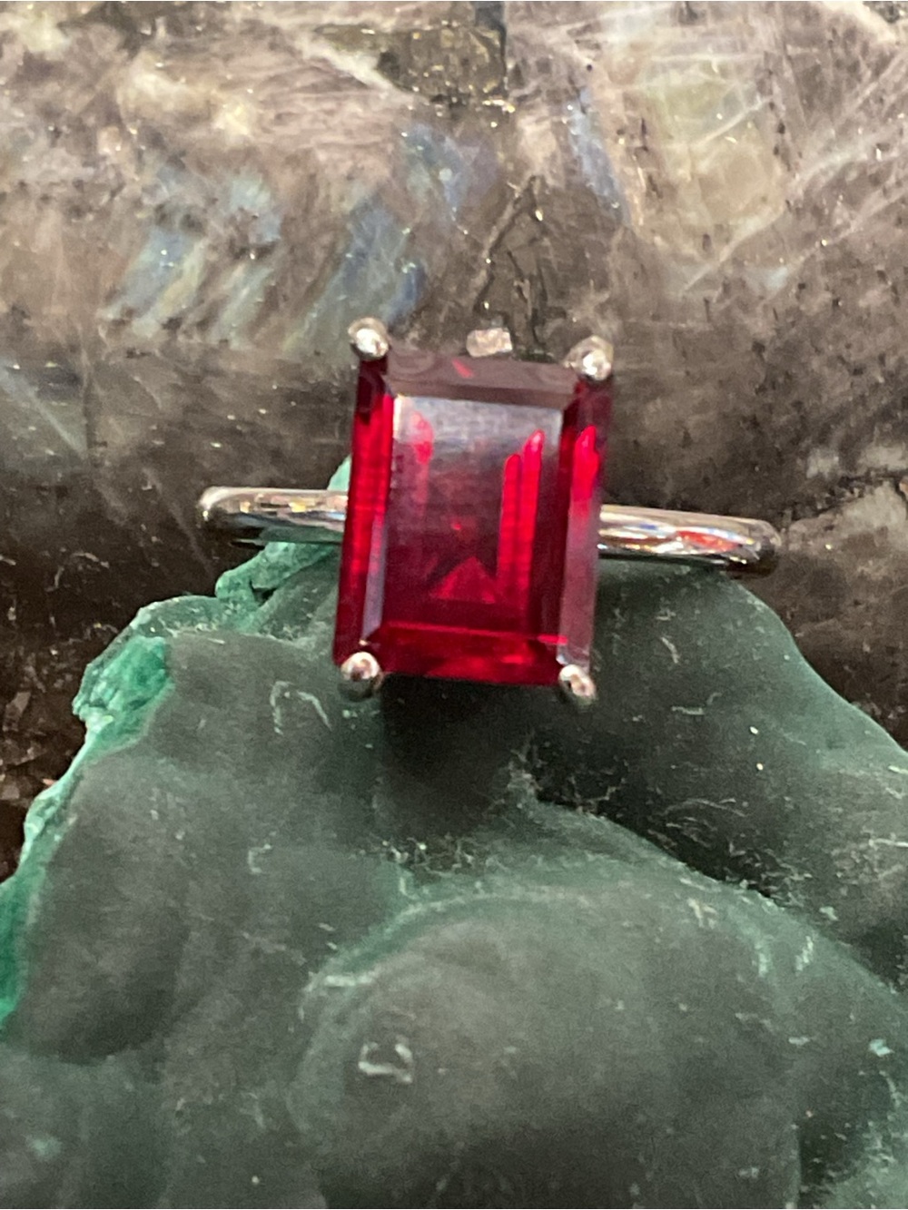 Genuine Ruby Solitaire .925 Silver Ring 8